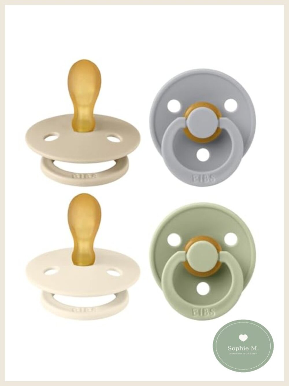 Natural Rubber Symmetrical Nipple Baby Pacifiers Set of 4 BPA-Free Soothers
